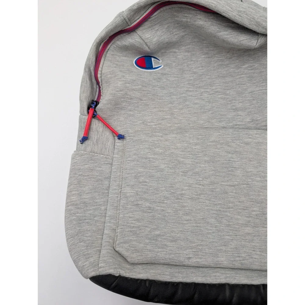 Champion Backpack Gray Jersey Knit Logo School Travel Bag One Size